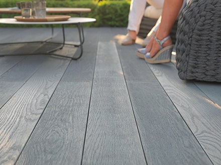 Brushed basalt decking close up