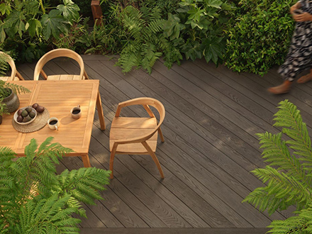 Ebony Grey composite decking top down photo