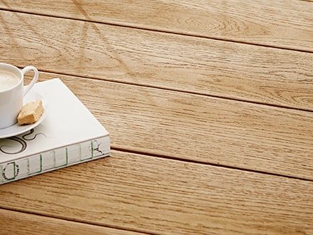 Golden oak decking closeup