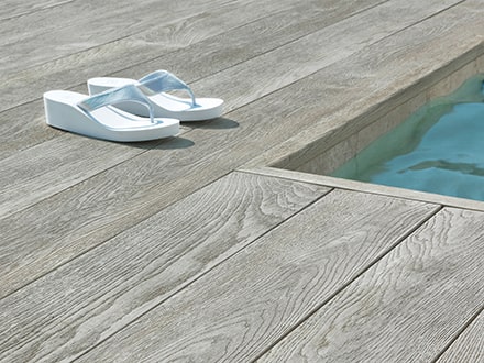 Smoked Oak decking around a pool