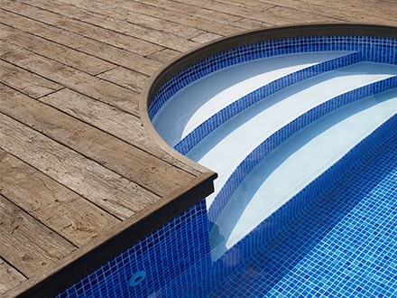 Vintage decking around a pool